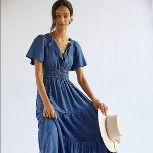 Anthropologie Maeve Somerset Chambray Dress in Denim NWT Size Medium